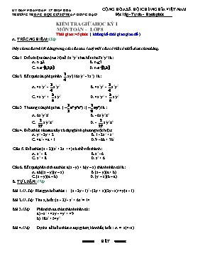 Kiêm tra giữa hoc ky I môn Toan - Lơp 8